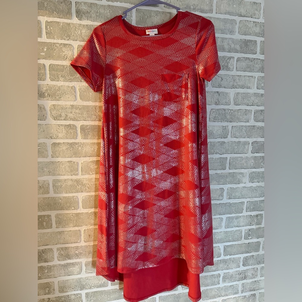 LuLaRoe Red Geometric Midi Dress